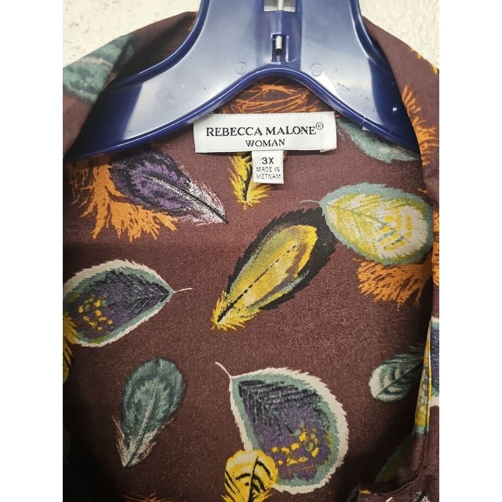 Women’s Plus Size Rebecca Malone 3X attached Tank and Button up Feathers Boho - Picture 3 of 8